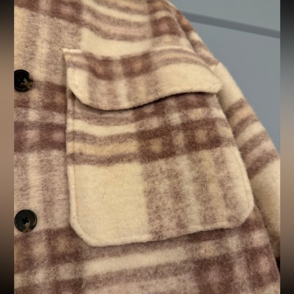 H&M Plaid Long Coat- Small - Picture 3 of 9